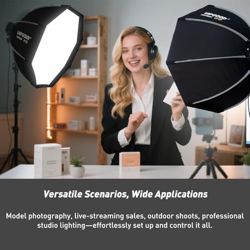 Bowens Mount Softbox 80 cm ręczny Quick Set-up, uchwyt typu S, kompatybilny z Godox Canon, Sony, Fuji, YongNuo, Flash AD200PRO V1, TT600, V860III, 430EXIII SB500, YN320EX YN560