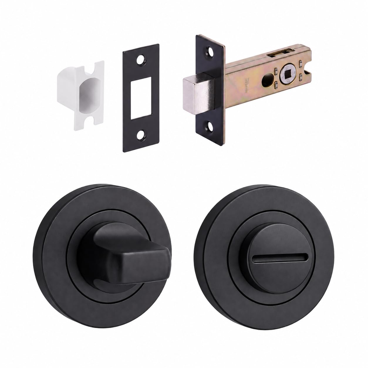 HANDLEZONE® Bathroom Toilet Door Thumb Turn & Release Deadbolt Kit - Black Matt - 65mm Bolt with 45mm Backset — image 1