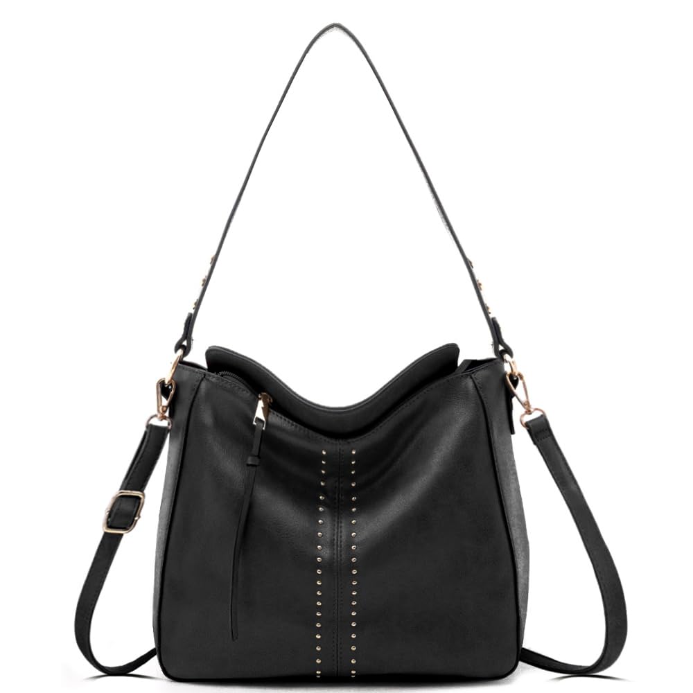 INOVERA Faux Leather Women Handbags Shoulder Hobo Bag Purse With Long Strap (Black) (B0D8YFJ86F) Amazon Price History, Amazon Price Tracker