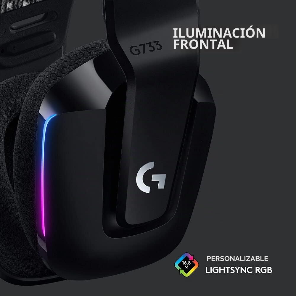 Logitech G733 LIGHTSPEED Auriculares con Micrófono Inalámbricos para Gaming con Diadema con Suspensión, LIGHTSYNC RGB