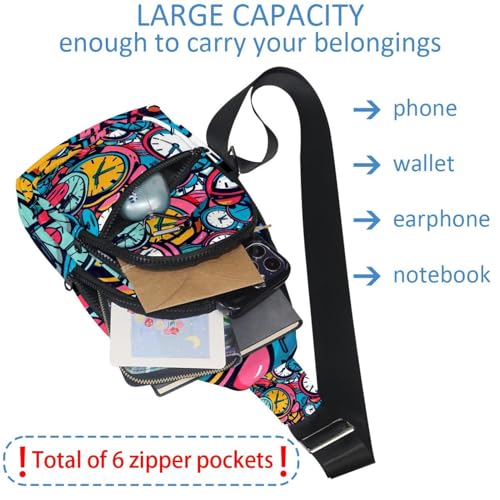 Mochila cruzada con correa ajustable unisex diseño multicolor de dibujos animados 5