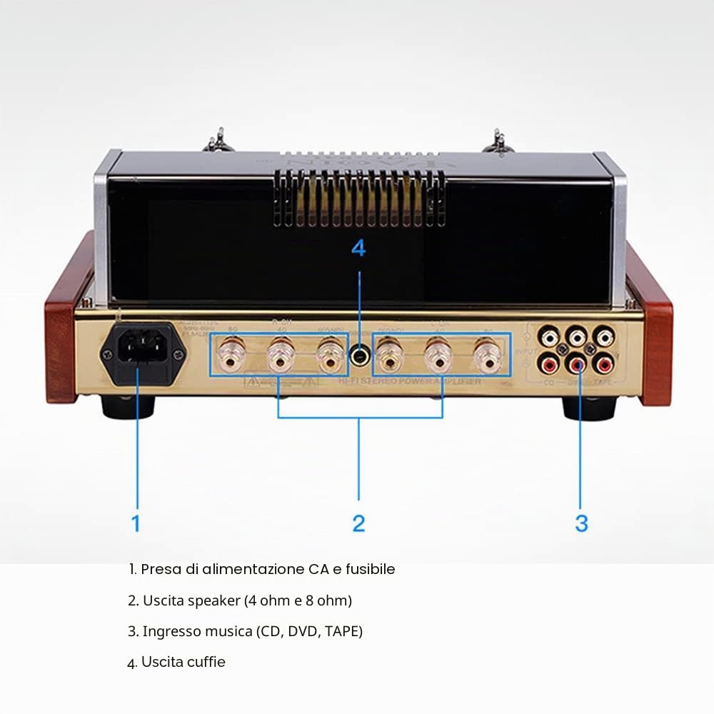 Yaqin MC-84L Amplificatore stereo a valvole integrato, Potenza 12Wx2,Tubi 6P14x4pcs 12AX7Bx2pcs, AC110 e AC230 Facoltativo