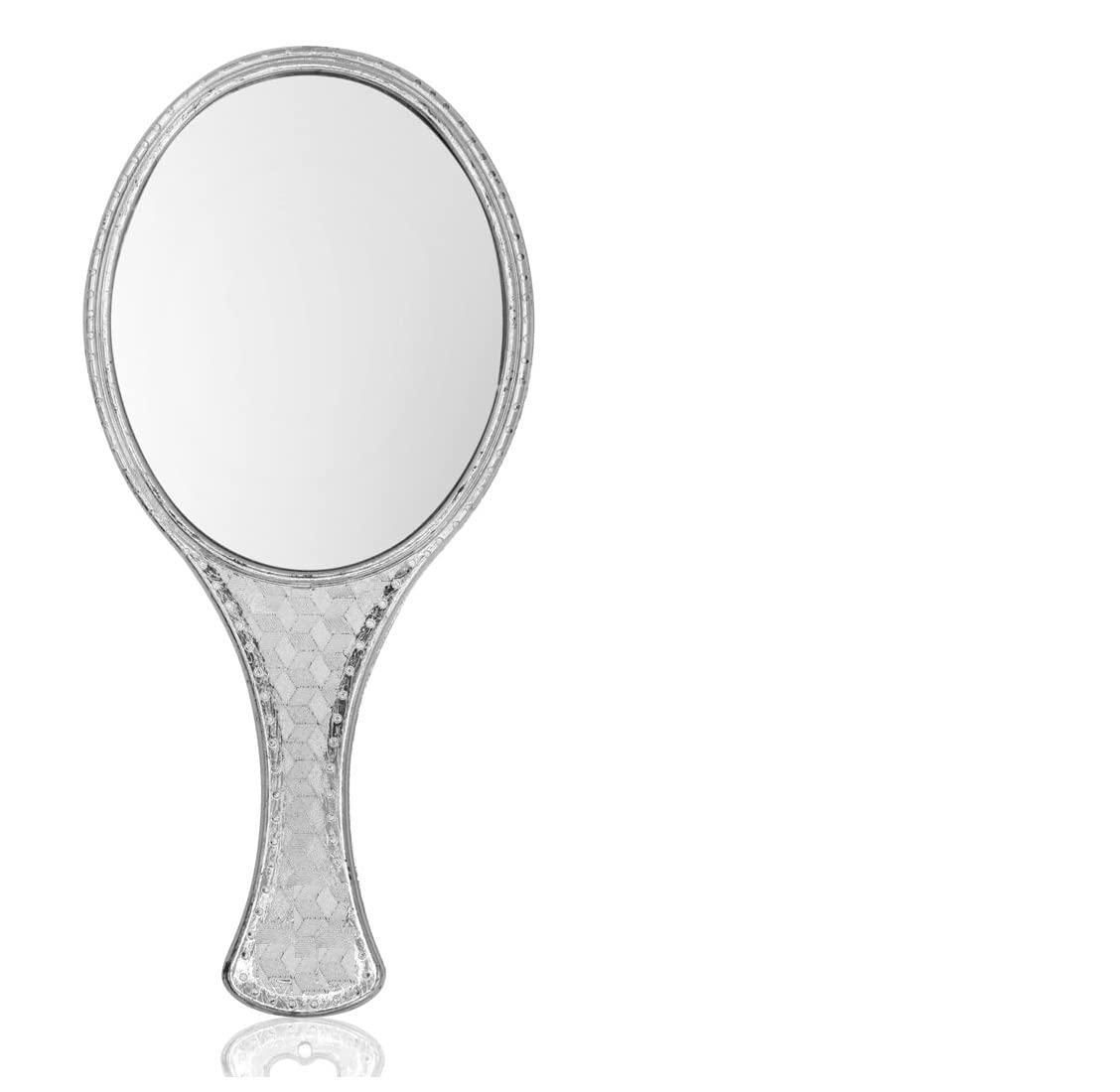 OJ Multipurpose Pocket Handheld Mirror for Women, Portable Travel Makeup Mirror Light weighted Personal Vanity bag Accessories Small Size Silver Color Oval Shape Pack of 1pc-image-30