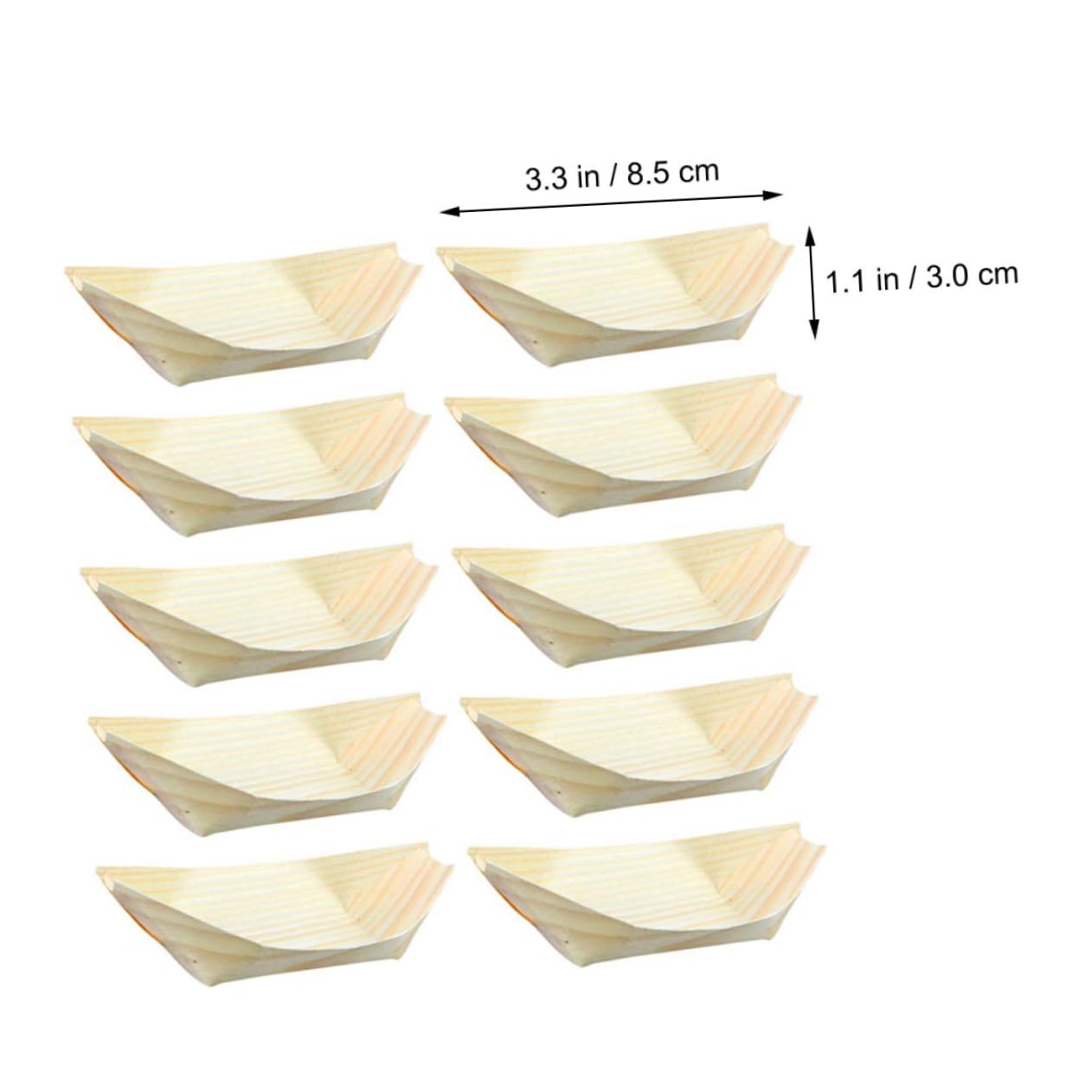 BESTYASH 150Pcs Disposable Sushi Wood Boat Plates Natural Food Containers for Snacks Desserts and Appetizers Serving Trays for Parties Bbqs and Family Dinners