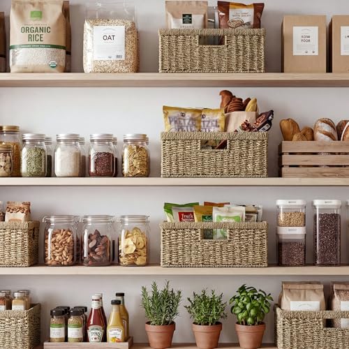 Image of StorageWorks Wicker Storage Baskets for Shelves, Seagrass Basket, 1-Pack