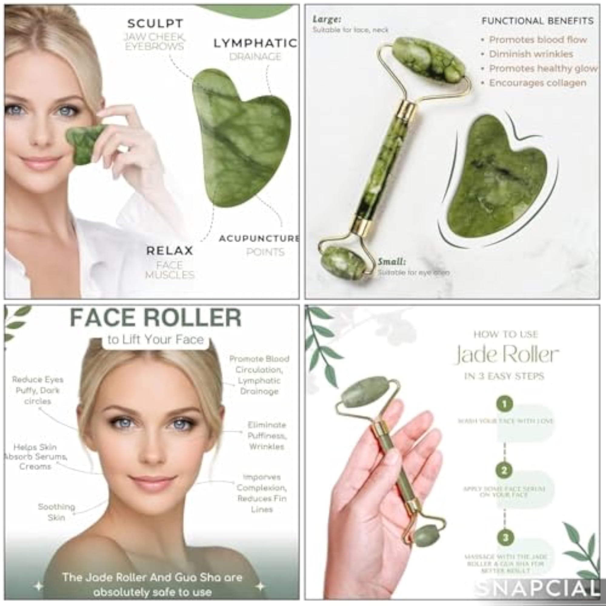 Facial Ice Mold Set with Jade Roller & Gua Sha Tool
