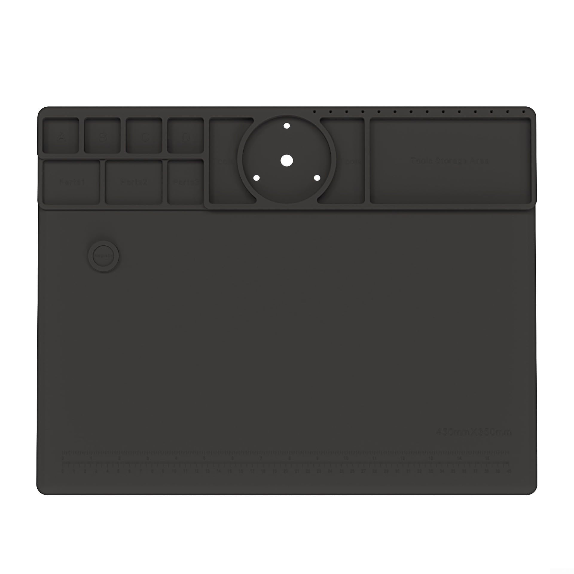 Widerstandsfähige Silikon Lötmatte TE-711, Hitzebeständige Arbeitsunterlage 45x35cm, Rutschfeste Reparatur Matte für Elektronik, Uhren und Handys, Schwarz