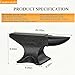 Easmvetaln Cast Steel Anvil,132 Lbs(60kg) Single Horn Anvil,High Hardness Round Horn Anvil Blacksmith with Large Countertop and Stable Base,Metalsmith Tool for Bending and Shaping,Black