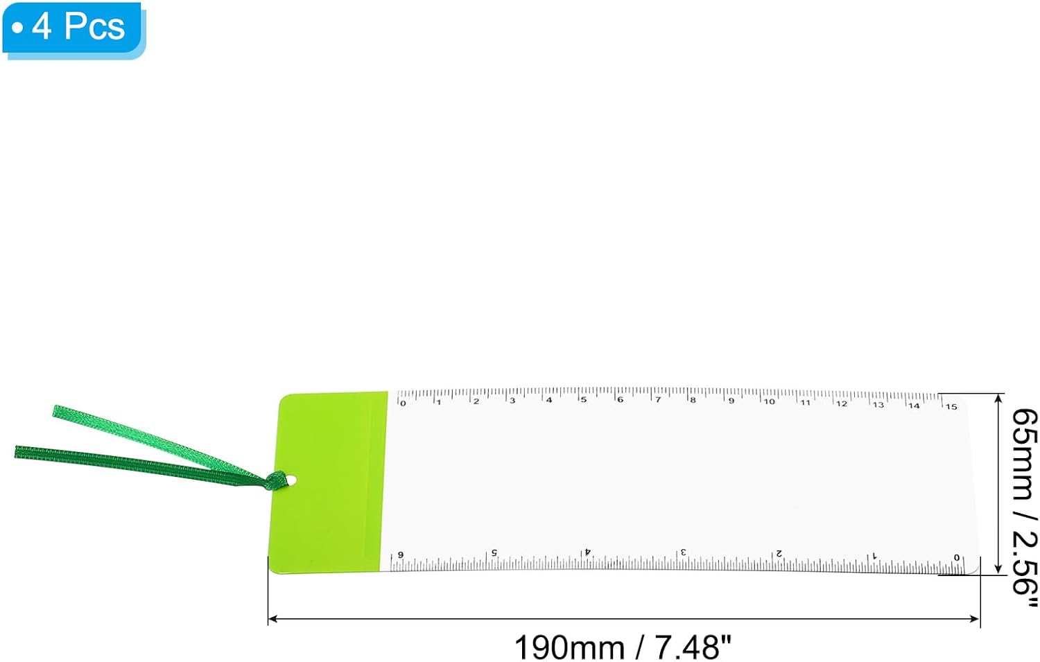 PATIKIL Bookmark Magnifier with Ruler, 4 Pack 3X Magnifying Sheet Page Magnifier Lens for Low Vision People Reading Book Magazine Newspaper, Green