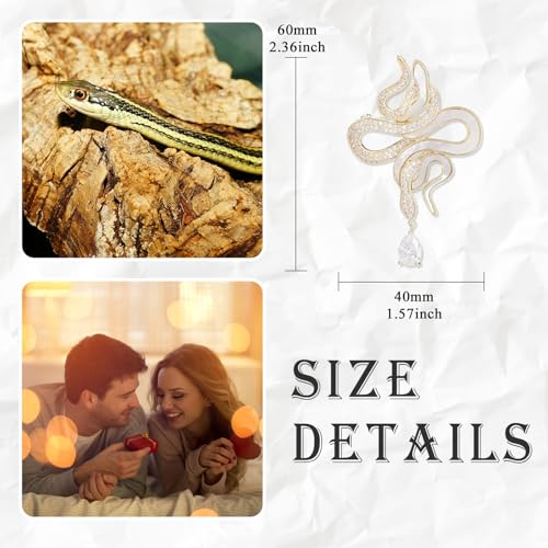 Image of 18k Gold Plated Snake Brooch for Women Zirconia Snake Pin Birthday Holiday Gift for Mother Wife Girlfriend