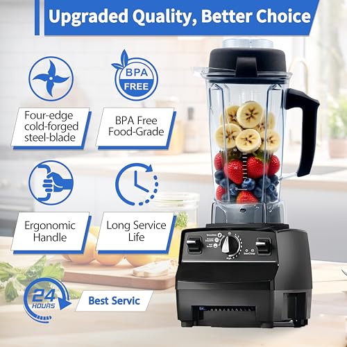 Image of Blender Pitcher 64oz, Replacement for 5200 5000 5500 6300 7500 Pro200 750 VM0101 VM0102 VM0103 E310 320, Classic /Explorian /Commercial series Pitcher Jar Cup 3 year warranty