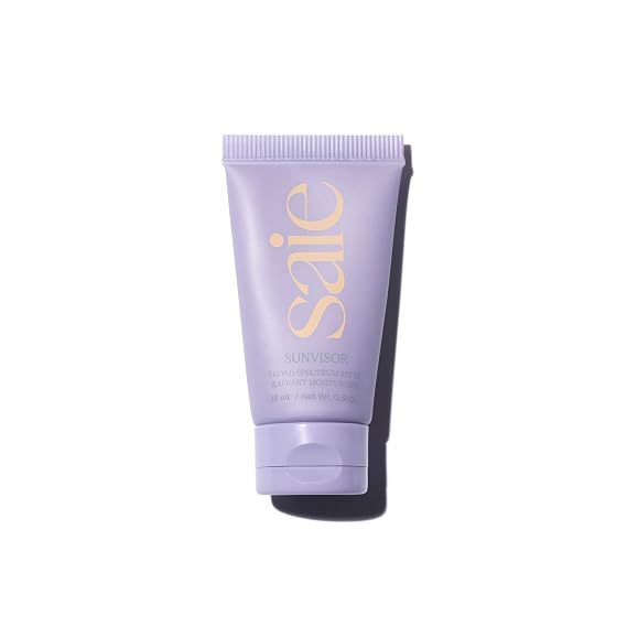 Saie Mini Sunvisor Broad Spectrum Face Sunscreen Moisturizer SPF 35 - Hydrating Daily Sunscreen with 100% Sheer Mineral Zinc Oxide, Hyaluronic Acid + Vitamin C for Radiant, Dewy Skin (0.5 fl oz)