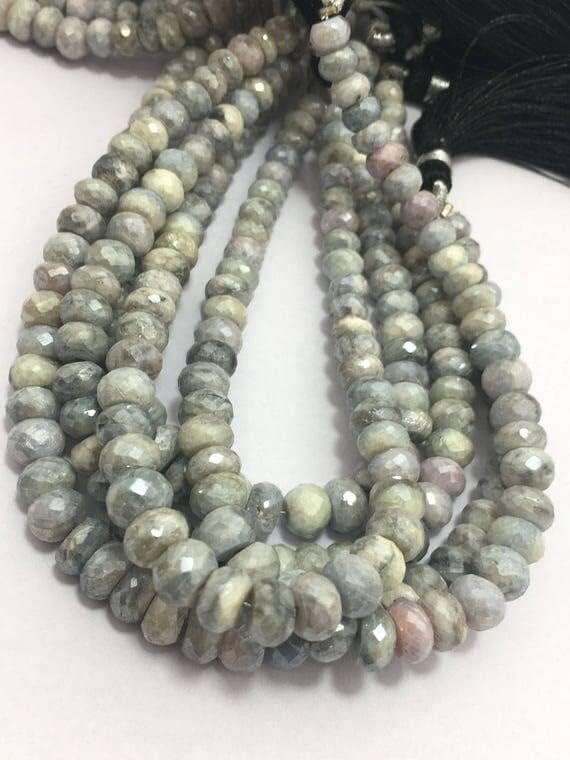 Perles de sillimanite grise facettées 5-7mm pour création de bijoux