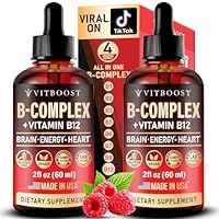 Vegan Vitamin B12 with B Complex 20000 mcg- Extra Strength for Men and Women- Raspberry Liquid Drops| USA Made, B1, B2, B3, B5,B6, Biotin, Folic Acid & B12 Sublingual Methylcobalamin | 4 Months Supply