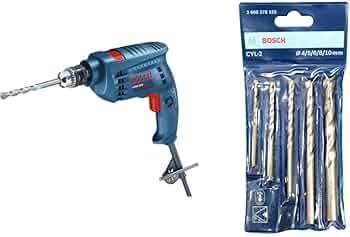 Bosch GSB 501 500-Watt Professional Impact Drill Machine (Blue),Corded Electric & Bosch 2608578155 Masonry Drill Bits Set-CYL-2 (4,5,6,8,10mm)