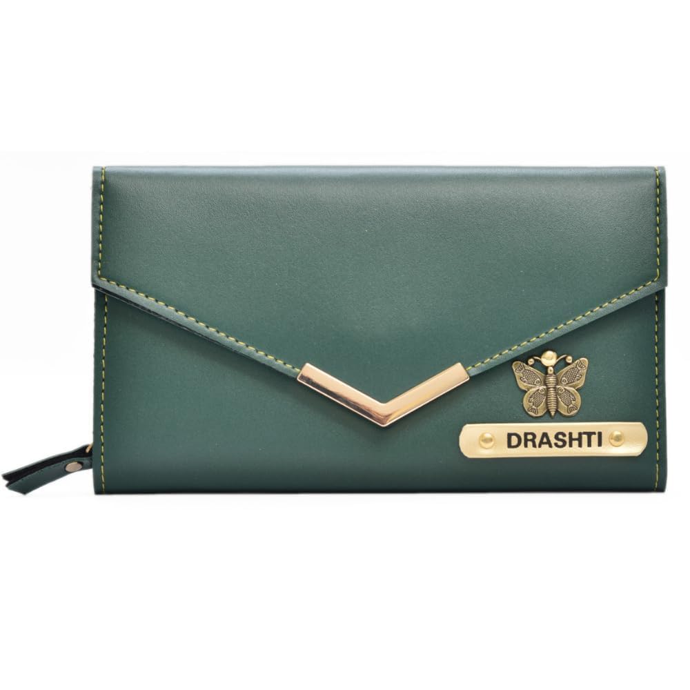 Customised Women’s Clutch 1 | Green | Personalised Gift Option | Stylish Leather Carry Accessory | Daily & Travel | Name Engraved-image-8