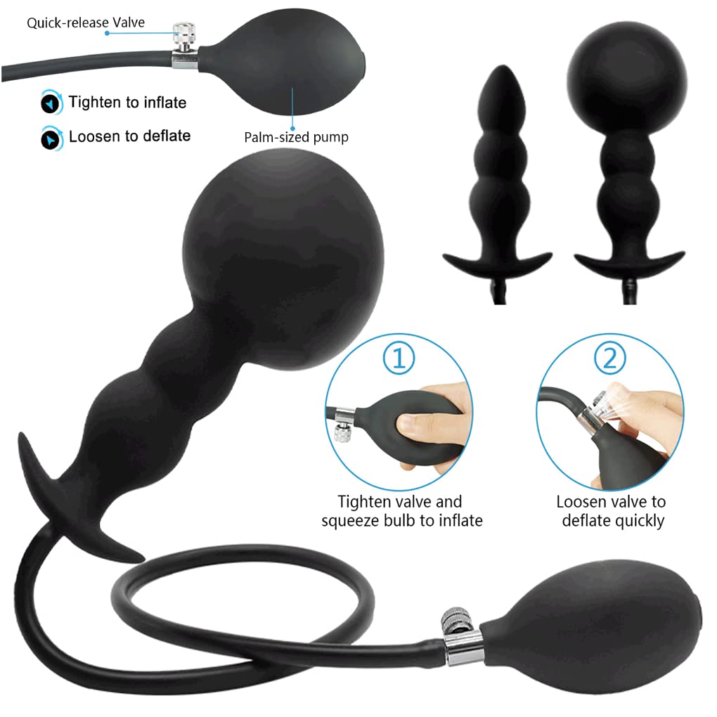 30 cm x 11 cm Anal Plug Anal 3 Perlas Tapón Anal Hinchable Boca Globo con Bomba Silicona Juguete Sexual Consolador para parejas/hombres/mujeres
