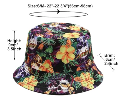 Image of Quanhaigou Bucket Hat for Men Women,Packable Reversible Printed Sun Hats,Fisherman Outdoor Summer Travel Hiking Beach Caps