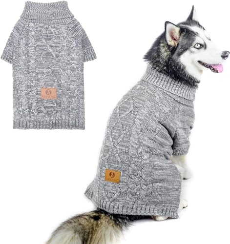 KOOLTAIL Turtleneck Dog Jumper for Small Medium Large Dogs, Soft &Warm autumn winter Pullover Sweater Coat, Comfortable Dog Knitted Winter Clothes Outfit for Boys Girls