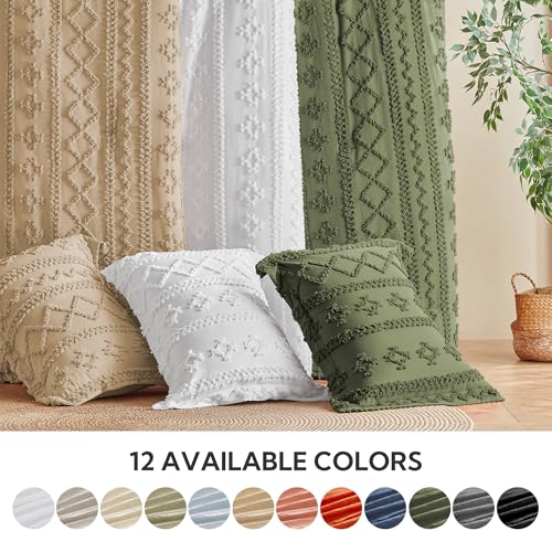 Image of MR&HM 7 Pieces Boho Comforter Set King, Khaki Tufted Boho Bedding Set, Farmhouse Shabby Chic Bed in a Bag with 1 Comforter, 2 Pillow Shams, 2 Pillowcases, 1 Flat Sheet, 1 Fitted Sheet for All Seasons
