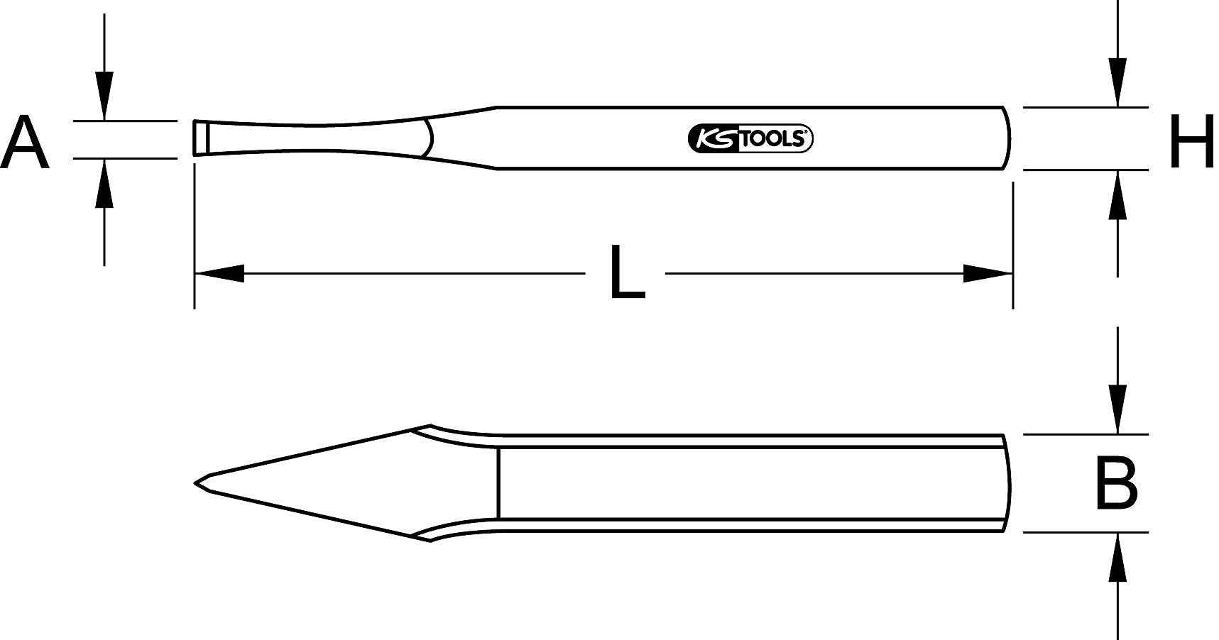 KS Tools 162.0281 Scalpello ad Unghietta Piatta, 5X100 mm, Ovale