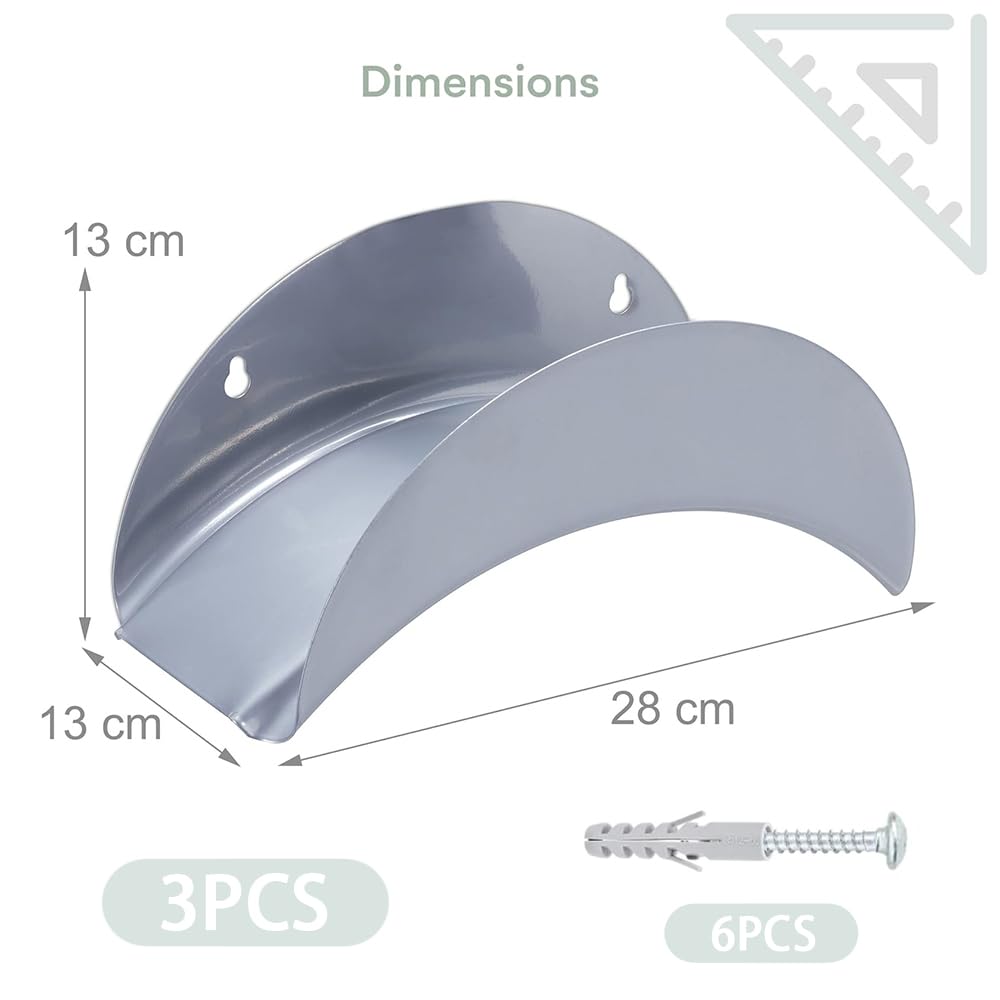 Schlauchhalter Wand,3 Stück Gartenschlauchhalter,Gartenschlauch Halterung 28 x 13 x 13 cm,Schlauch Aufhänger aus Metall,mit 6 Schrauben und 6 Dehnbolzen,für Schlauchaufhängung