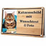 INDIGOS UG - PVC 5mm Schild - Katze - mit Wunschtext und Foto - Spruch - Design Deko Geschenkidee individuell perso ...