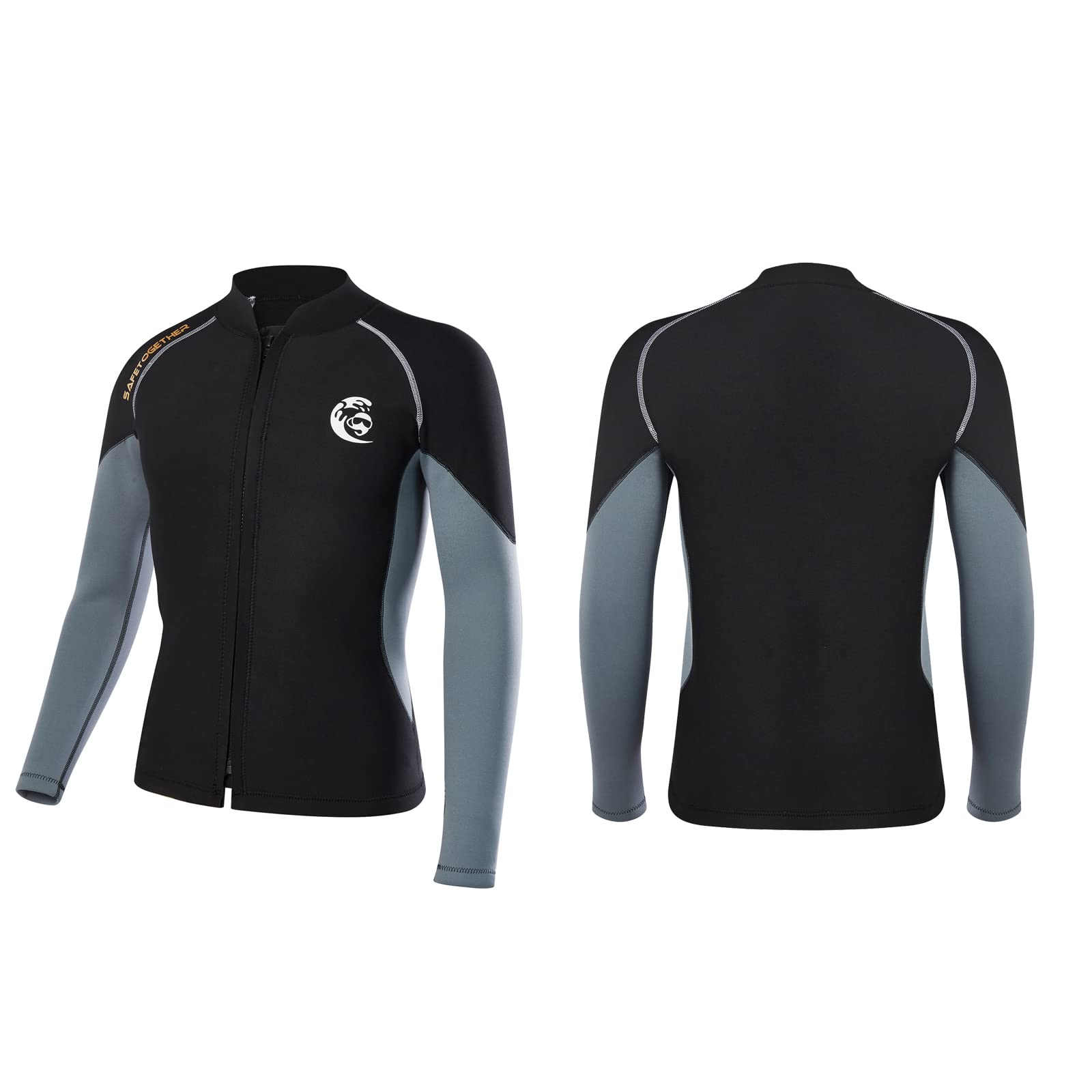 Donna/Uomini Manica Lunga Mute Giacca 2mm Neoprene Cerniera Frontale Surf Nuotare Immersioni Tute Bagnato Top