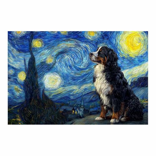 Toile aurora et chien pour habiller un grand mur vide peinture de salon multicolore 80x120