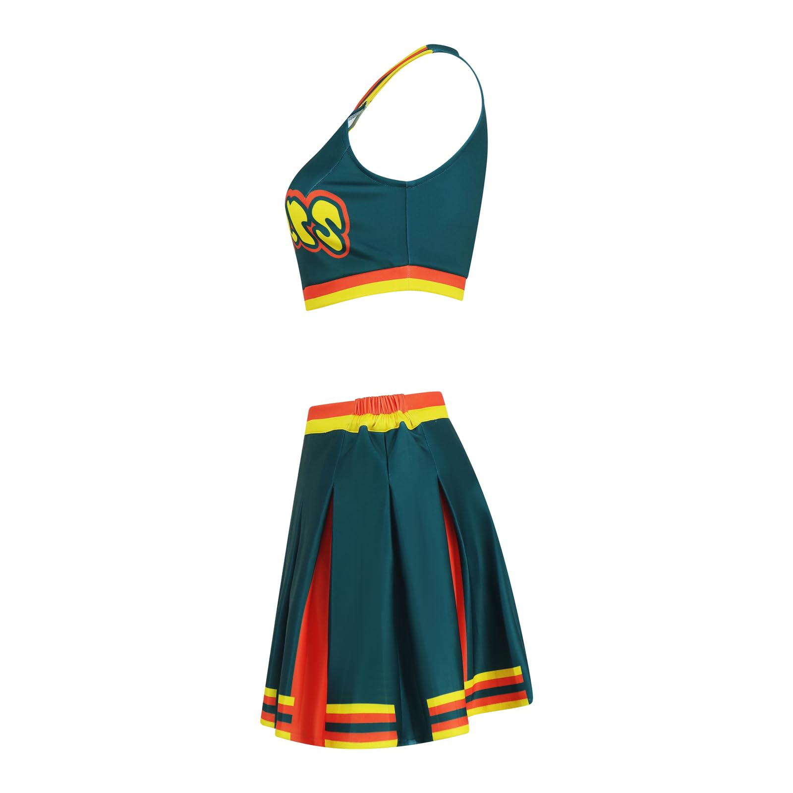 Costume da cheerleader da donna, con top corto e gonna, costume da cheerleader, per Halloween, cosplay, uniforme