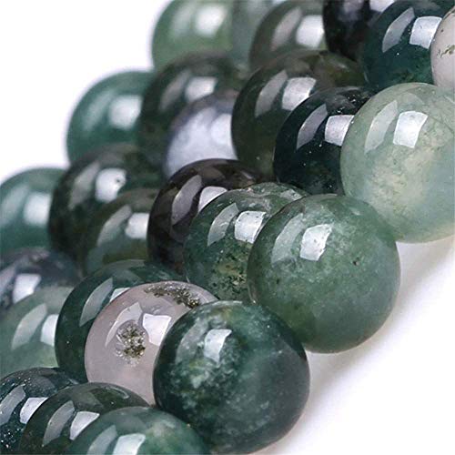 Genuine Green Moss Agate Beads for Jewelry Making Gemstone Semi Precious Stone Round 8mm Strand 15"(46-49pcs) - Image 2