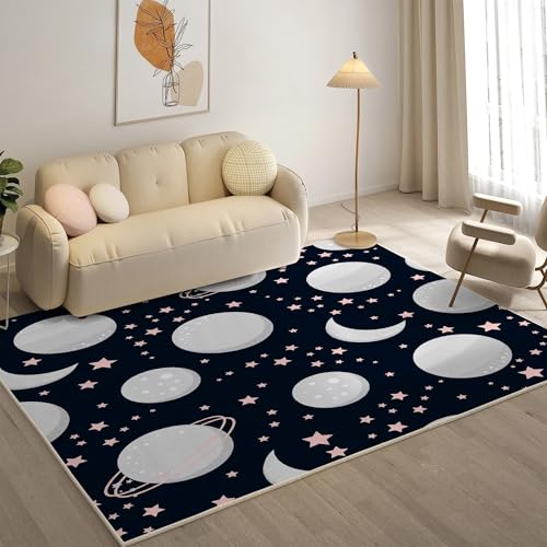 YZQGLHP Alfombra de área Estrella Alfombra Salon Luna Antideslizante Lavable Alfombras Pelo Corto 120x170 cm, para Salón Dormitorio Oficina y Decoración del Hoga