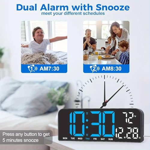 Image of EASEPRES Digital Wall & Table Clock with Dimmable LED Display (4 Levels), Dual Alarm, Temperature, Date & Day, Countdown Timer | Plug-in Modern Wall Clock for Home, Living Room & Office (Orange,10 inch)