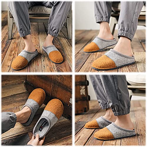 Image of LE KAPMOZ Men's Boiled Wool House Slippers Breathable Winter Warm Slip on Mules Indoor /Outdoor Slipper for Women Two Tone Cap Toe Clog