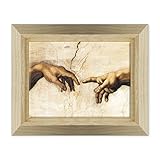 ConKrea Cuadro sobre lienzo enmarcado – Miguel Ángel – La Creación – Capilla Sixtina – Museo Vaticano Roma Arte – 30 x 40 cm – Estilo Diseño Madera Natural – (cod.120)