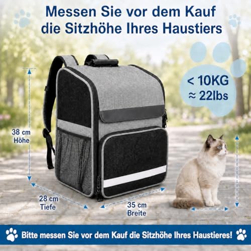Sac à dos chat pliable résistant pour transporter un grand chat de 10kg - 3