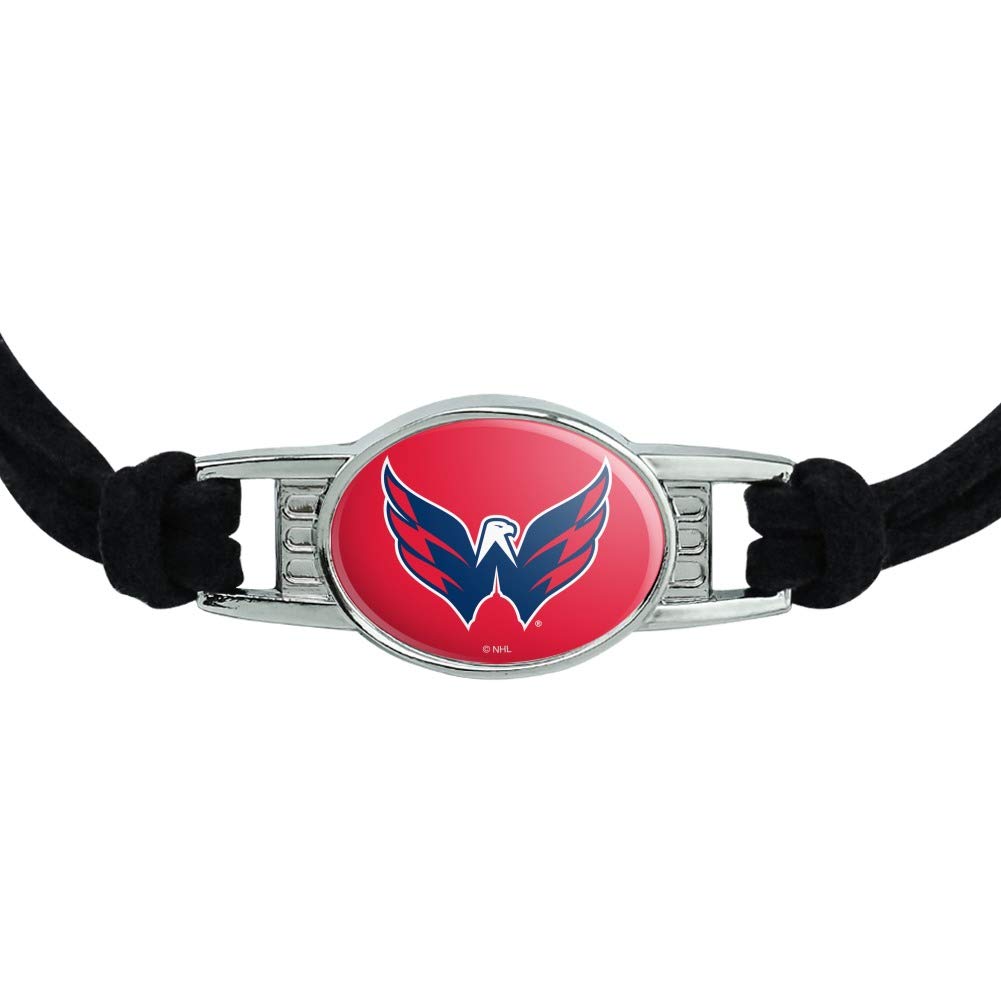 GRAPHICS & MORE NHL Washington Capitals Logo Novelty Suede Leather Metal Bracelet
