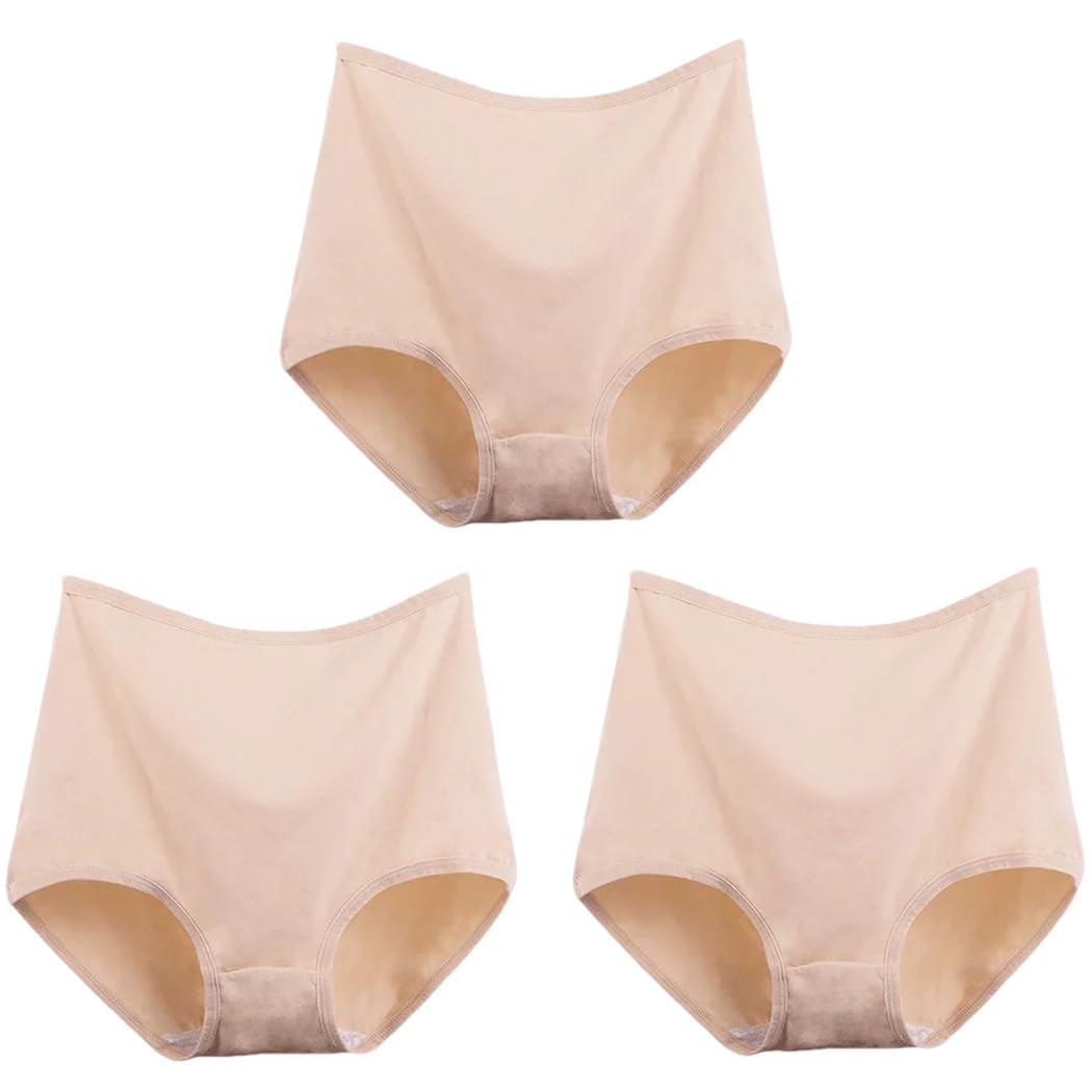 Mutandine da donna in cotone 3 pezzi biancheria intima da donna a vita alta traspirante tinta unita slip