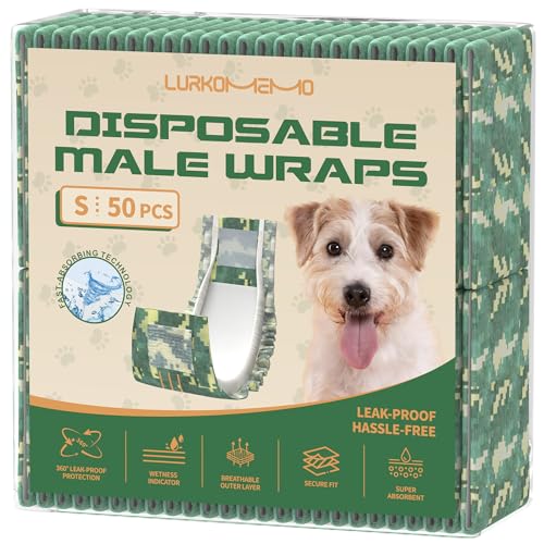 Image of Dog Diapers Male,50 Count Small Male Dog Diapers Disposable for Doggie & Puppy,Ultra Absorbent Male Dog Wraps,Belly Bands for Male Dogs with Wetness Indicator(S Same as Other Brands' XS)