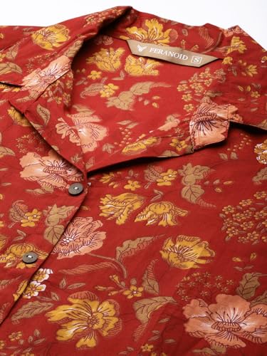 Image of feranoid Classic Collared Cotton Shirt with 3 /4 Sleeve for a Timeless Casual Look