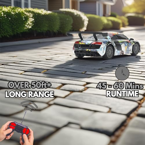 Image of Remote Control Car for Kids |Rechargeable High Speed RC Car with Lithium Battery |Type-C Charging |LED Headlights |Multicolor Graffiti