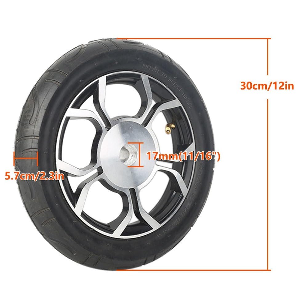 2 Piezas 12 Pulgadas Ruedas Traseras para Silla de Ruedas Eléctrica, Neumático de Goma, con 17 Mm Rodamiento