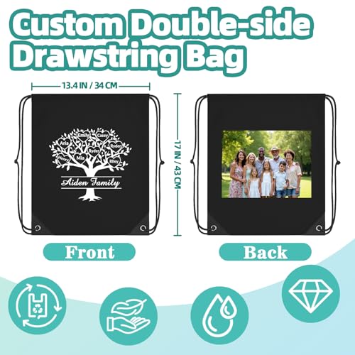 Custom Drawstring Bags with Logo, 10–500 Bulk Pack Personalized Image/Text Draw String Backpack for Business, Family Reunion, Parties & Events (Custom)4