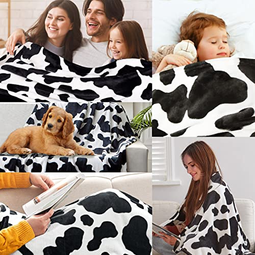 Rezutan Cow Throw Blanket Black And White Cow Print Blanket For Sofa Couch Bed Warm Fleece Flannel Plush Blanket Cow Throw Blanket Campingtravel Cow Bedding Baby Boys Girls Adults Gift 50X60 Inch #TOP4