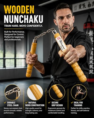 Image of Wooden nunchak, Nun-Chucks for Karate Traning practices.