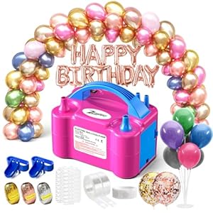 Portable Electric Balloon Pump – 110V 600W Dual Nozzle Balloon Inflator Pump with 113 Accessories（Including Balloon, Balloon Arch Kit, Balloon Blower Air Pump Machine Decorations for Party