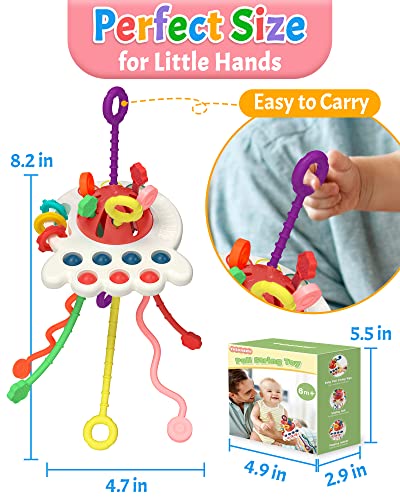 Yetonamr Baby Sensory Montessori Toy For 6-12-18 Months, Pull String Silicone Teething Toy, Educational Bath Learning Birthday Gift Travel Toy For 1 2 3 Year Old Boy And Girl Infant Toddlers #TOP5