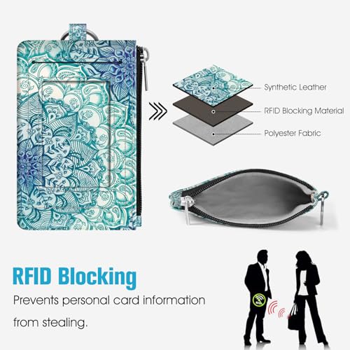 Image of Fintie Zip ID Case Card Holder, Slim Coin Purse Wallet RFID Blocking Change Pouch with Key Chain, Assorted /Multicolor, Small, Zip Id Case