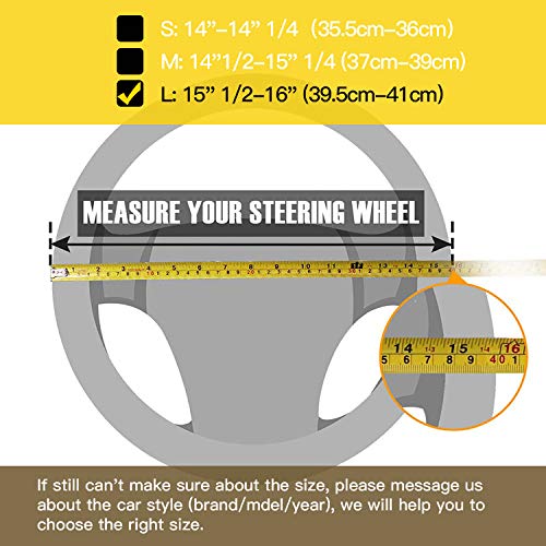 Image of Valleycomfy Steering Wheel Covers Universal 15.75 inch - Genuine Leather, Breathable, Anti Slip & Odor Free (Coffee, L(15 inch 1 /2-16 inch))
