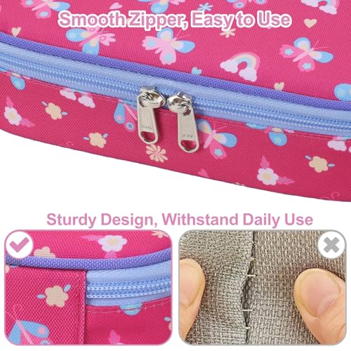Image of Cute Kids Pencil Case - Girls Pen Pouch Large School Organizer | Pen Bag & Smooth Zipper, Multi-Slot Storage, Mesh Pocket, 900D Water Resistent, Giftable School Supplies, Rose Pink Butterfly
